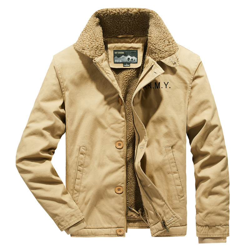 2026 Winter Casual Lamb Wool Cotton Jacket Men's Fleece-Lined Thickened Turn-Down Collar Military Style Large Size Cotton Coat 1855 2026 Winter Casual Lamb Wool Cotton Jacket Men's Fleece-Lined Thickened Turn-Down Collar Military Style Large Size Cotton Coat 1855