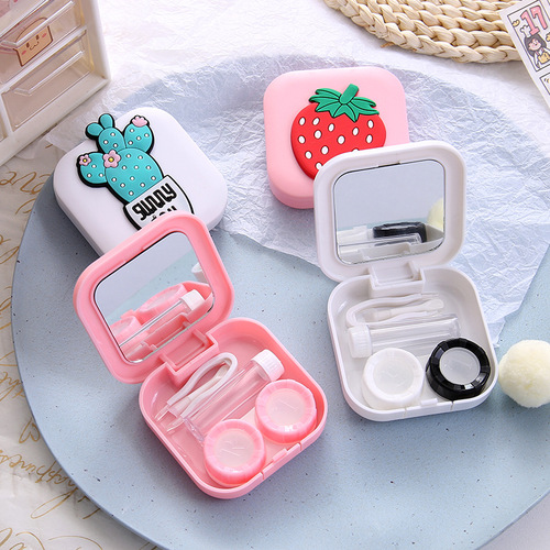 Cute pattern contact lens box Korean ins cute cartoon girl dinosaur vegetable and fruit contact lens box gift delivery