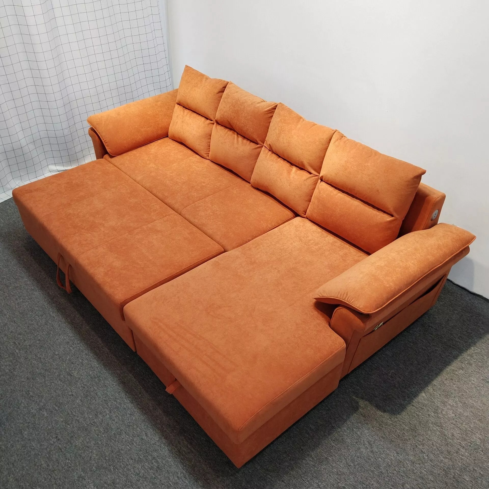 Sofá cama multifuncional plegable esquina de sala de estar tipo casa pequeña y mediana combinación de tela de tecnología de almacenamiento sofá cama de doble propósito image 3