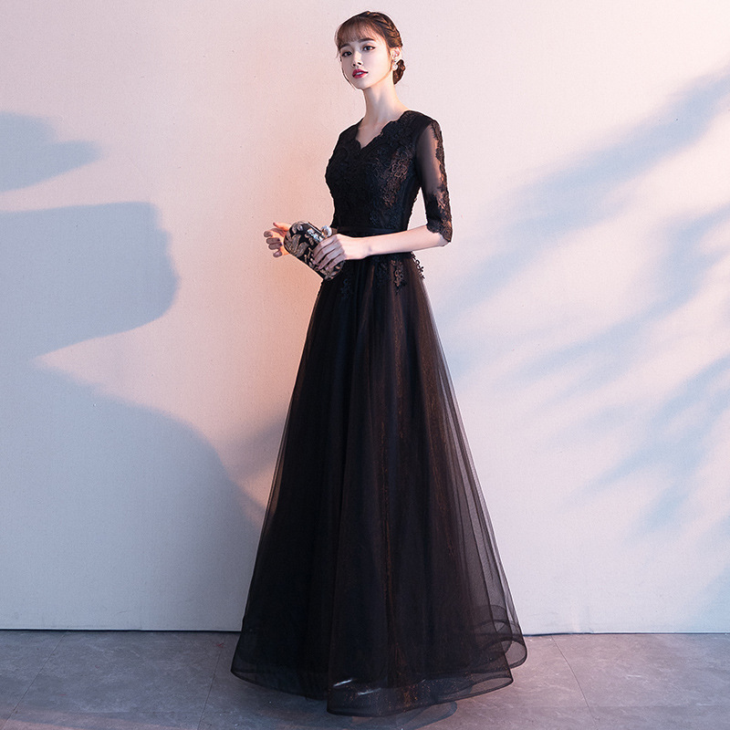 Elegante vestido de noche para mujer, estilo nuevo de otoño y verano 2026, vestido largo elegante negro para banquete, reunión anual de socialites, vestido adelgazante image 2