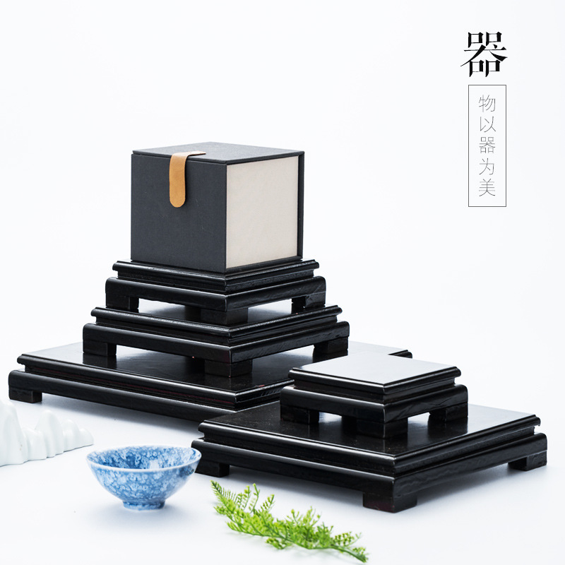 Base cuadrada soporte de madera maciza artesanía decoración juego té Buda estatua piedra pequeña pecera florero maceta titular