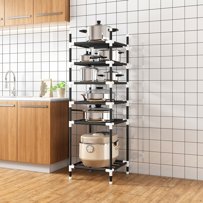 Estante de almacenamiento de cocina dormitorio estante de almacenamiento multifuncional hogar Baño lavabo piso multi-capa Punch-libre