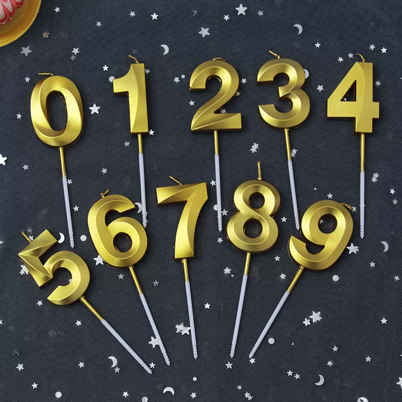 歌剧数字蜡烛0-9金色无烟创意立体钻石插件周岁生日派对蛋糕蜡烛
