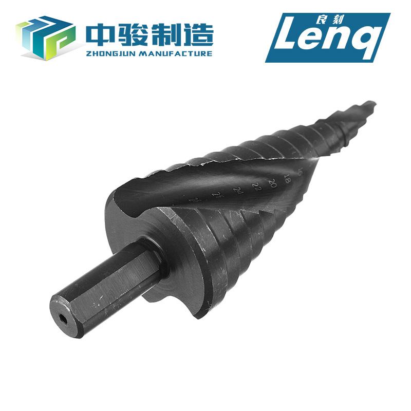 Transfronterizo espiral ranura escalera taladro negro 3 juegos de mango de triángulo nitruro negro Pagoda taladro paso Taladro