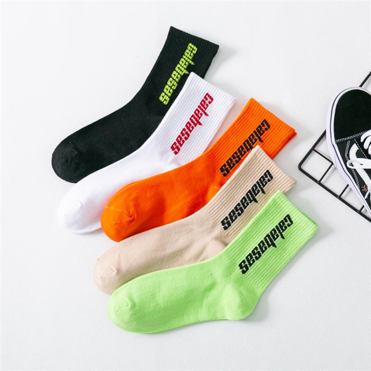 European and American Tide Socks Street Candy Color Roller Skating Sports Skate Socks Net Red ins Cotton Hip Hop yeezy Mid Socks