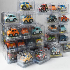 Transparent display box with small car, storage box with independent packaging, alloy twist egg car, retro small car model.