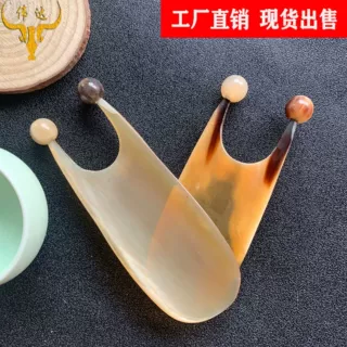 牛角双珠面部按摩刮痧片牛角刮痧板美容片牛角梳子厂家批发景区售