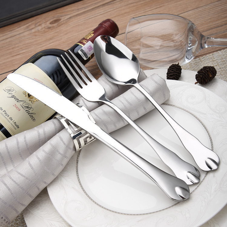 Western-Style Restaurant Thickened Steak Knife and Fork Cutlery, Water Drop Series Stainless Steel Western-Style Pointed Spoon and Fork Set Wholesale Western-Style Restaurant Thickened Steak Knife and Fork Cutlery, Water Drop Series Stainless Steel Western-Style Pointed Spoon and Fork Set Wholesale