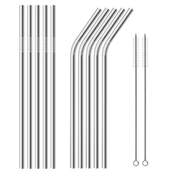 Stainless steel 304 metal straw set, beverage coffee milk tea straw bar straw straight straw bent straw