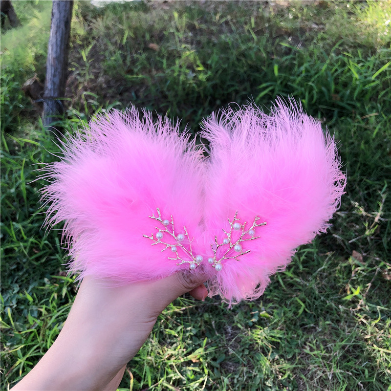 Tocado de plumas horquilla Mori Hada clip lateral chica estudiante Hanfu accesorios para el cabello Internet celebridad Hada piel horquilla al por mayor