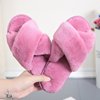 Cross -haired slippers Female Winter Foreign Trade Aison large -size indoor plush flat floor dragging toe warm cotton