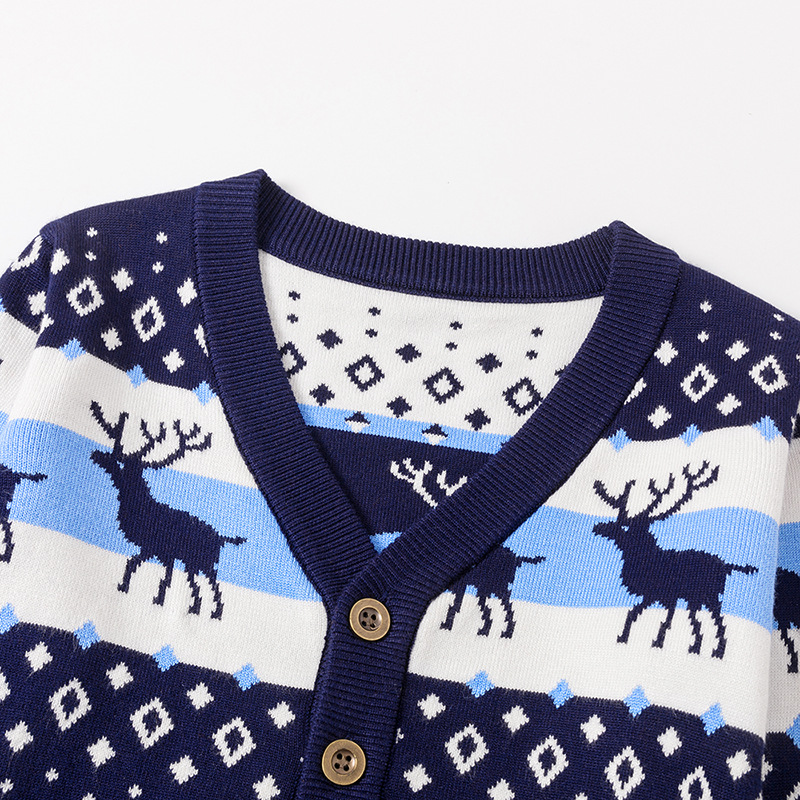 Chaqueta de suéter para niños directa de fábrica Primavera y otoño nueva capa de niñas transfronterizas ciervos de punto cardigan ropa para niños