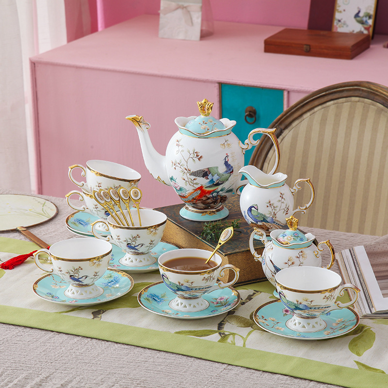 High-value British Afternoon Tea Set Light Luxury Ceramic High-end European Style Small Luxury Fine Bone China Coffee Cup and Saucer suit High-value British Afternoon Tea Set Light Luxury Ceramic High-end European Style Small Luxury Fine Bone China Coffee Cup and Saucer suit