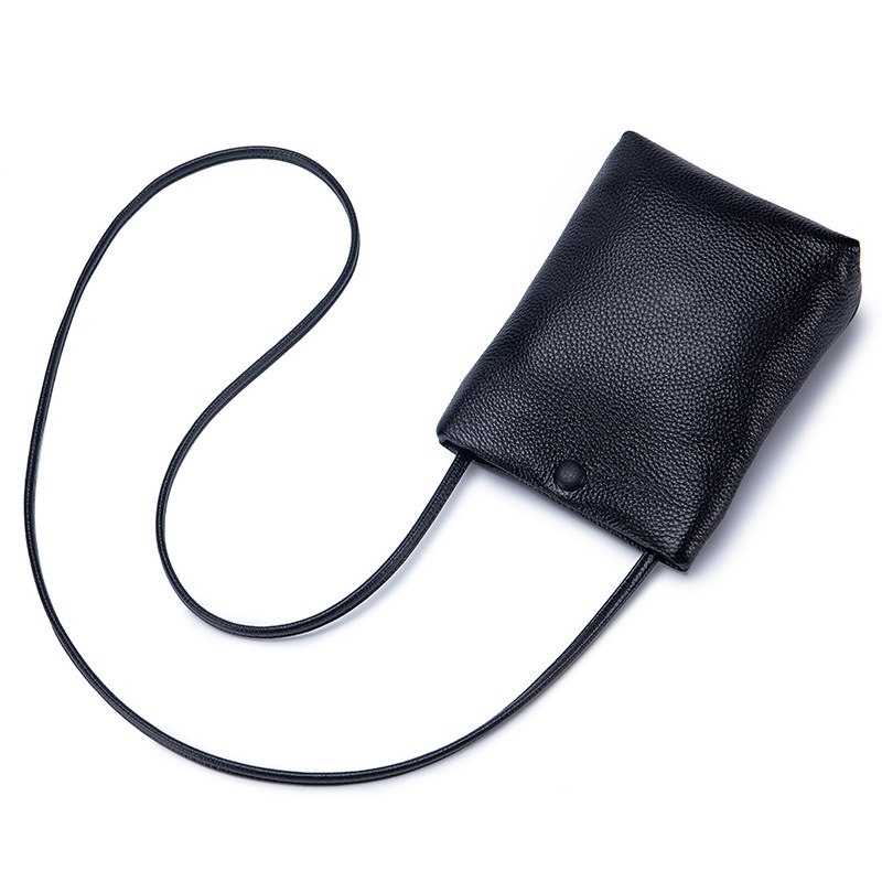 Bolso pequeño bandolera de cuero genuino simple de las mujeres de vaca casual hombro pequeño bolso ins Mori cuero suave mini cubo bolsa