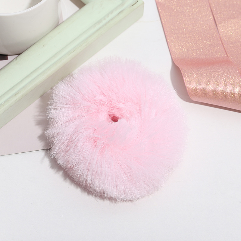 Estilo coreano Lolita color caramelo DE LA Felpa del anillo de Pelo suave chica Lolita imitación de piel de conejo accesorios para el cabello cuerda de pelo bola de peluche anillo de pelo