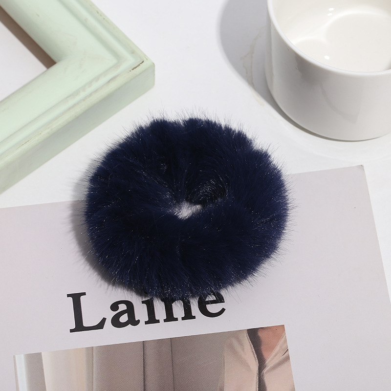 Estilo coreano Lolita color caramelo DE LA Felpa del anillo de Pelo suave chica Lolita imitación de piel de conejo accesorios para el cabello cuerda de pelo bola de peluche anillo de pelo