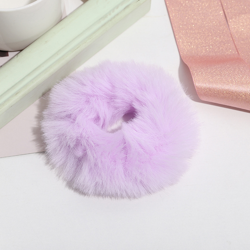 Estilo coreano Lolita color caramelo DE LA Felpa del anillo de Pelo suave chica Lolita imitación de piel de conejo accesorios para el cabello cuerda de pelo bola de peluche anillo de pelo