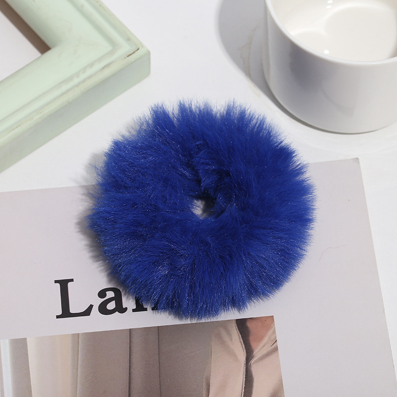 Estilo coreano Lolita color caramelo DE LA Felpa del anillo de Pelo suave chica Lolita imitación de piel de conejo accesorios para el cabello cuerda de pelo bola de peluche anillo de pelo