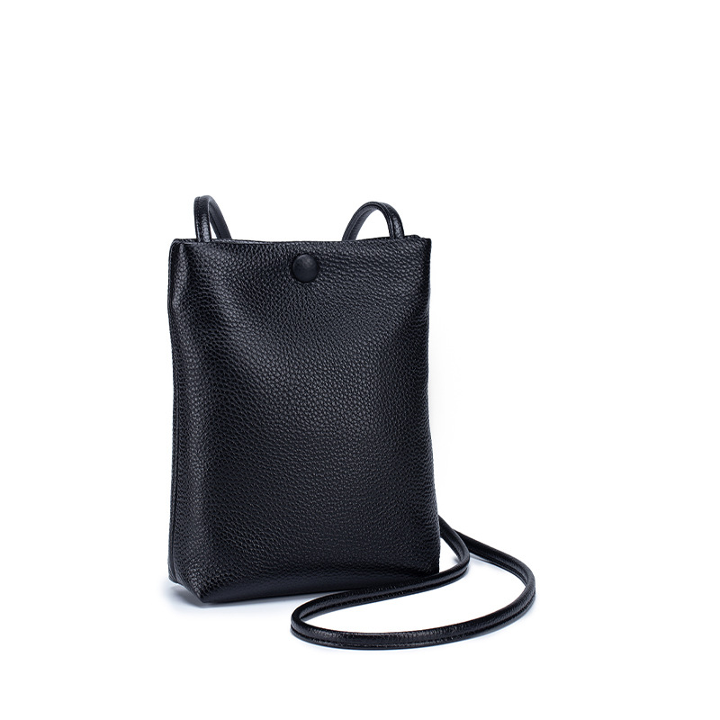 Bolso pequeño bandolera de cuero genuino simple de las mujeres de vaca casual hombro pequeño bolso ins Mori cuero suave mini cubo bolsa
