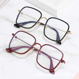 新款TR网红磨砂款防蓝光眼镜女方形大框眼镜框架素颜近视眼镜批发