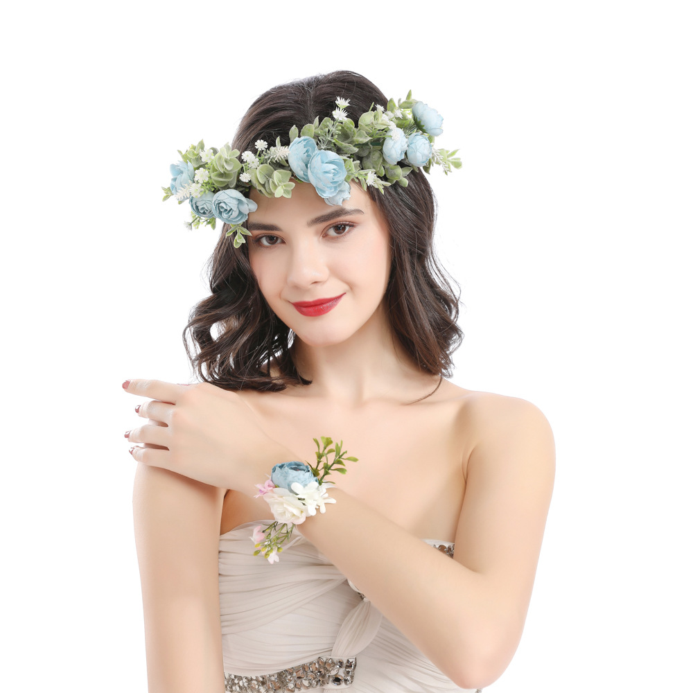 Mori tocado nupcial guirnalda de flores tocado playa vacaciones guirnalda diadema accesorios para el cabello de Europa y América