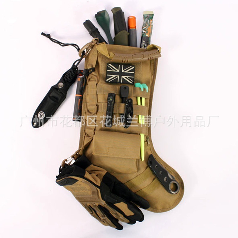 Tactical calcetines de navidad MOLLE bolsa militar paquete de accesorios de almacenamiento bolsa de navidad calcetines colgando adorno deportes al aire libre para adultos