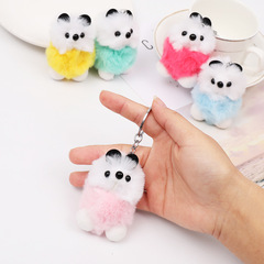 Cute Bear Plush Bag Charm Hanger, Fuzzy Ball Pendant Keychain Car Key Holder Backpack Accessory Fur Decorative Pendant