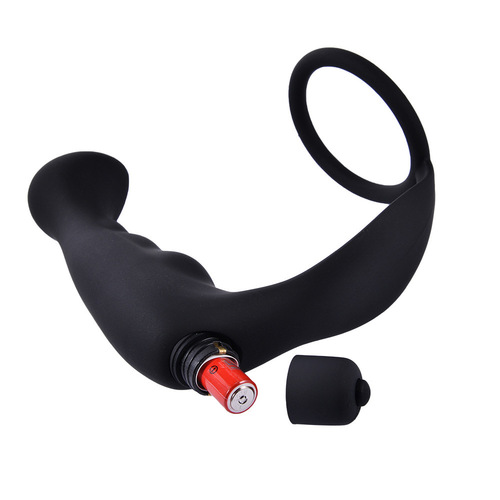 Adult sex toy toy 10-frequency prostate locking ring silicone vibrator anal plug male massager foreign trade