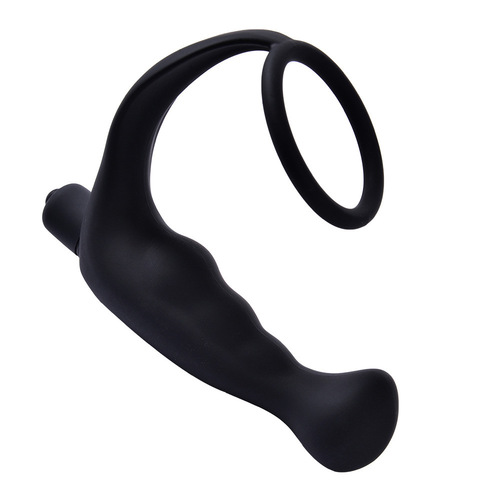 Adult sex toy toy 10-frequency prostate locking ring silicone vibrator anal plug male massager foreign trade