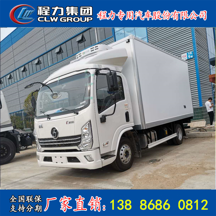 Zhuhai 4.2m refrigerado coche de aislamiento de calor Shaanxi Automobile Delong marca azul alimentos frescos verduras carro de refrigeración de cerdo