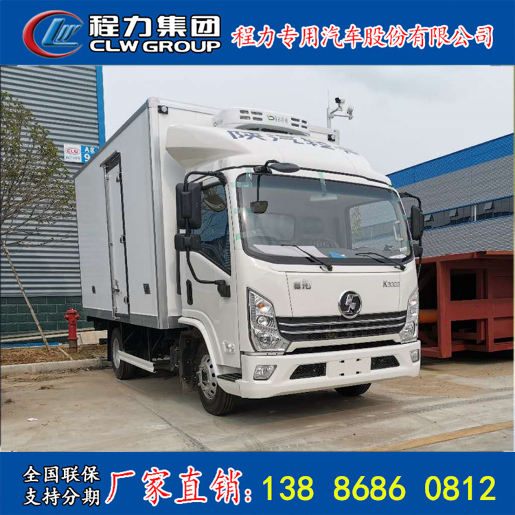 Zhuhai 4.2m refrigerado coche de aislamiento de calor Shaanxi Automobile Delong marca azul alimentos frescos verduras carro de refrigeración de cerdo