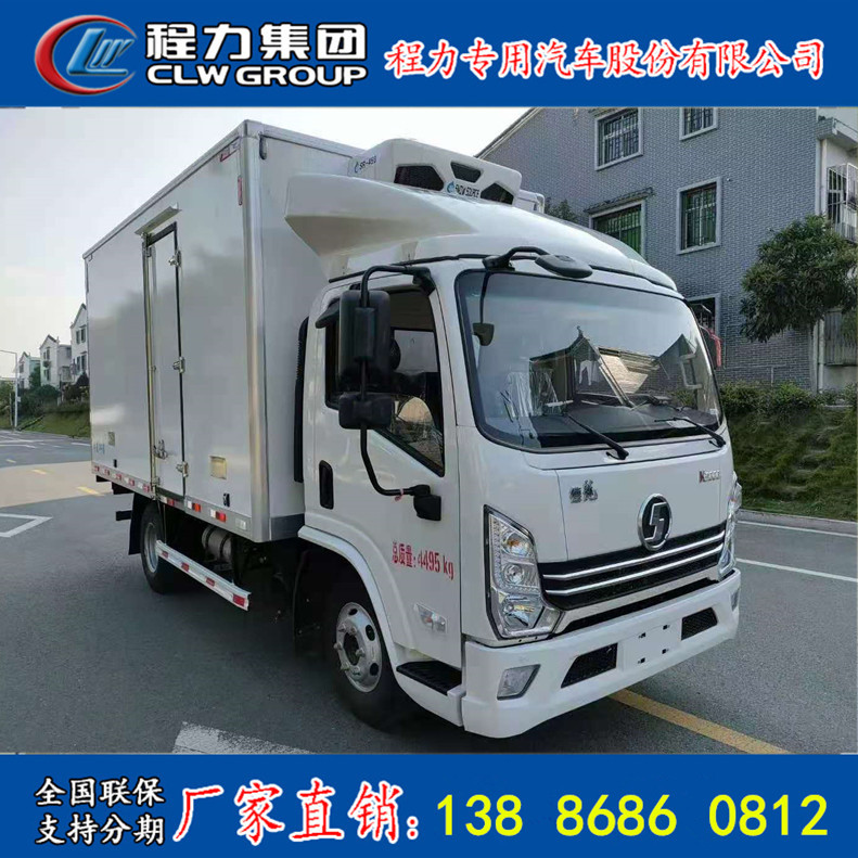 Zhuhai 4.2m refrigerado coche de aislamiento de calor Shaanxi Automobile Delong marca azul alimentos frescos verduras carro de refrigeración de cerdo