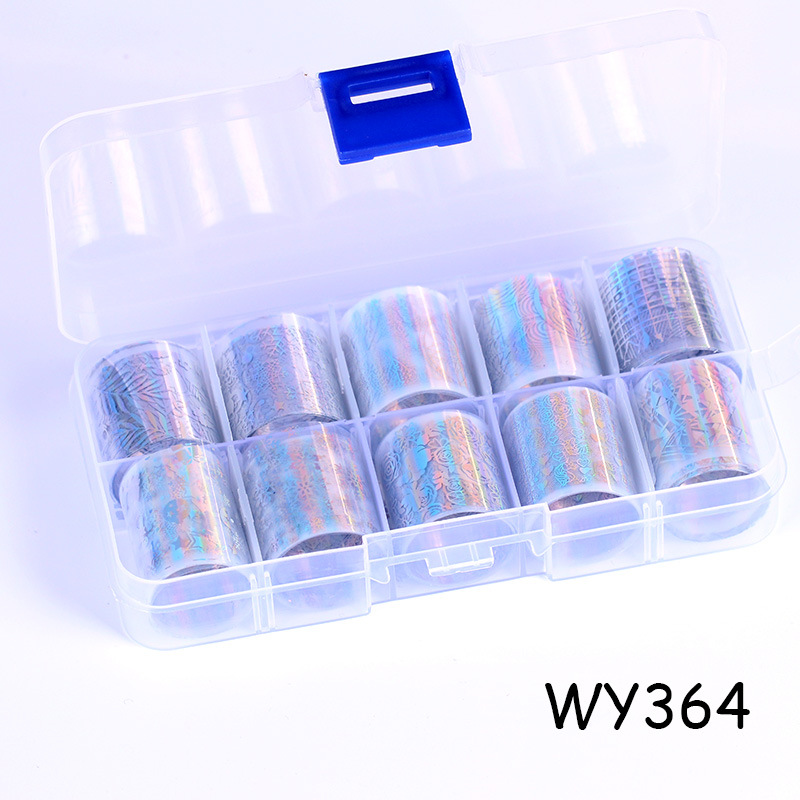 Arte de uñas flor cielo estrellado traje de papel Aurora láser cielo estrellado papel 10 colores encaje en caja etiqueta engomada de la transferencia