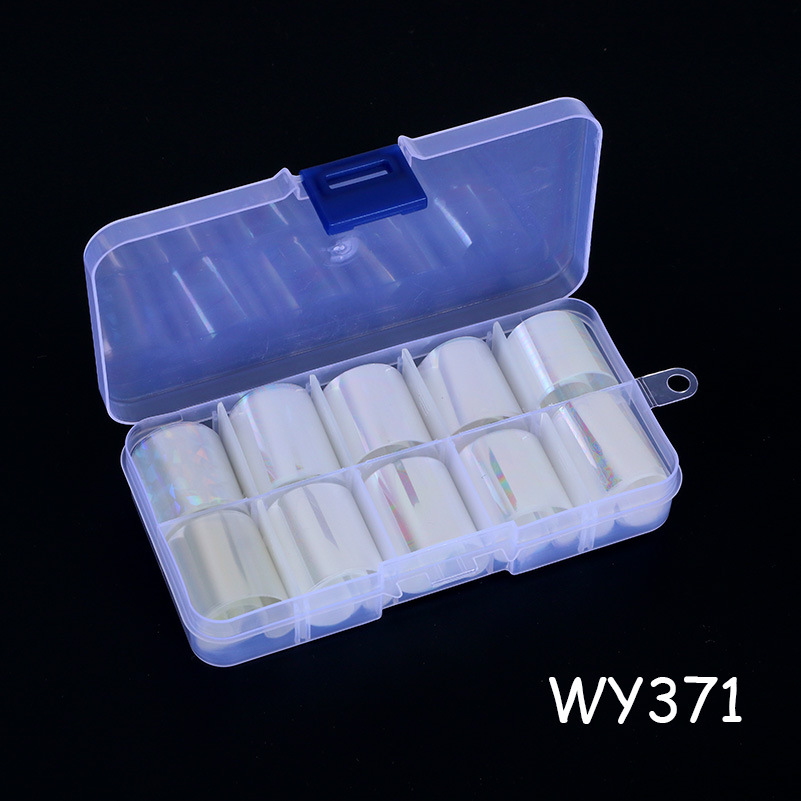 Arte de uñas flor cielo estrellado traje de papel Aurora láser cielo estrellado papel 10 colores encaje en caja etiqueta engomada de la transferencia