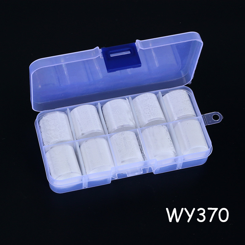 Arte de uñas flor cielo estrellado traje de papel Aurora láser cielo estrellado papel 10 colores encaje en caja etiqueta engomada de la transferencia