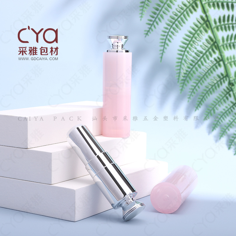 现货唇膏管口红管包材 采雅INS新款圆形粉色口蜡管润唇管礼品装