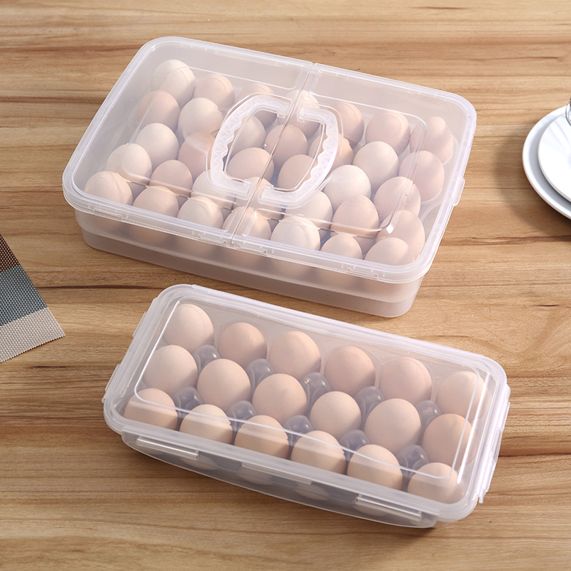 Egg Box Refrigerator Egg Storage Box Household Fresh Storage Box Kitchen Multi-compartment Portable Egg Box Multi-layer Tray