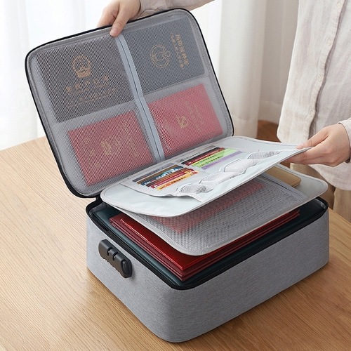 New large-capacity multi-functional document storage bag with lock household multi-layer document passport card bag organizer wholesale