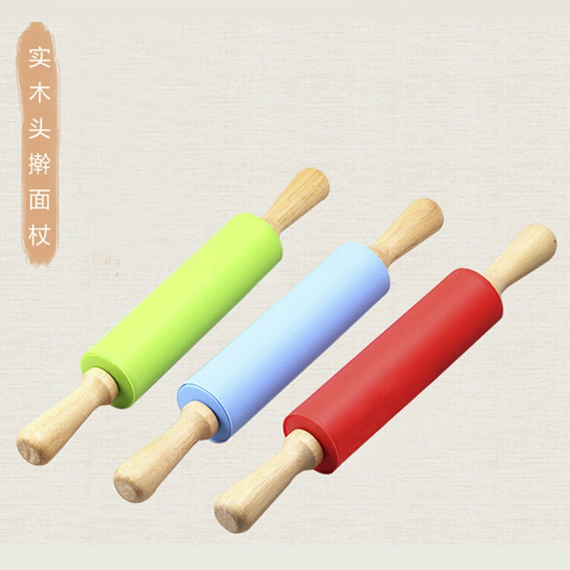 Wholesale 29cm Baking Tools Silicone Rolling Poot solid wood handle rolling axis without sticky rolling noodles flour flour stick