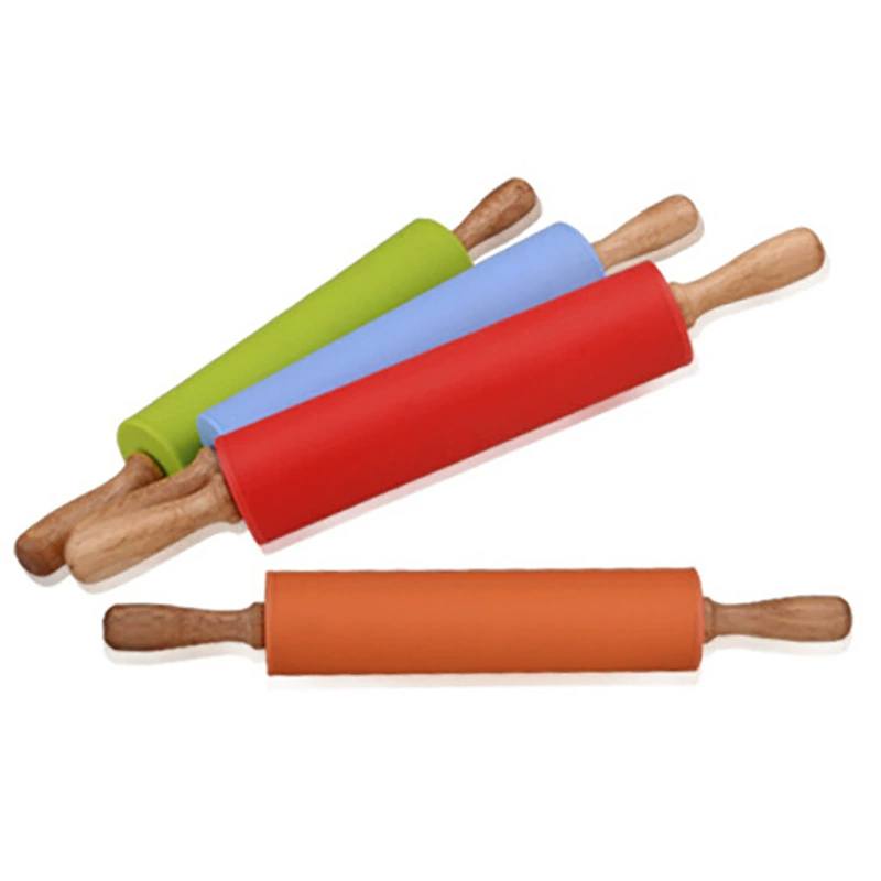 Wholesale 29cm Baking Tools Silicone Rolling Poot solid wood handle rolling axis without sticky rolling noodles flour flour stick