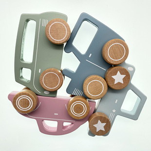 Solid wooden toy car exported to Denmark btach car retro classic car elephant rabbit kitten car
