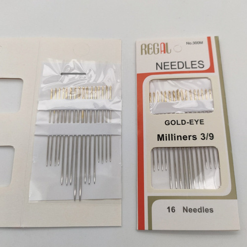 Factory Direct Sale 16-Piece Gold-Tipped Hand-Stitched Embroidery Needles Fine Carbon Steel Hand-Stitch Needles Cross-Stitch Needles and Threads