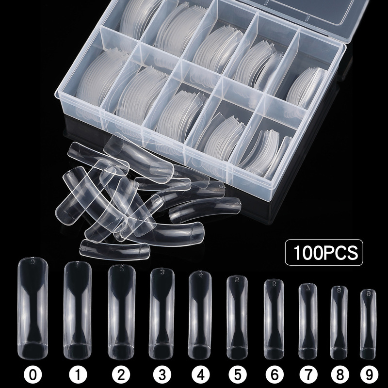 Nail Art Finished 100 Pieces Square Boxed Transparent Salon Half Sticker Art Armor New Half Sticker Long Fake Nail