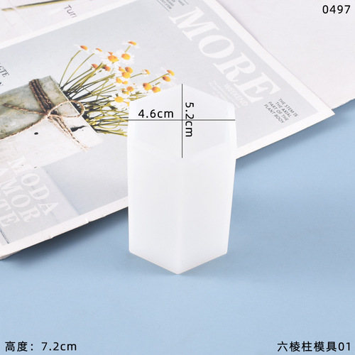 Poppy diy crystal glue mold geometric hexagonal column ornaments hexagonal body hexagonal column candle silicone mold
