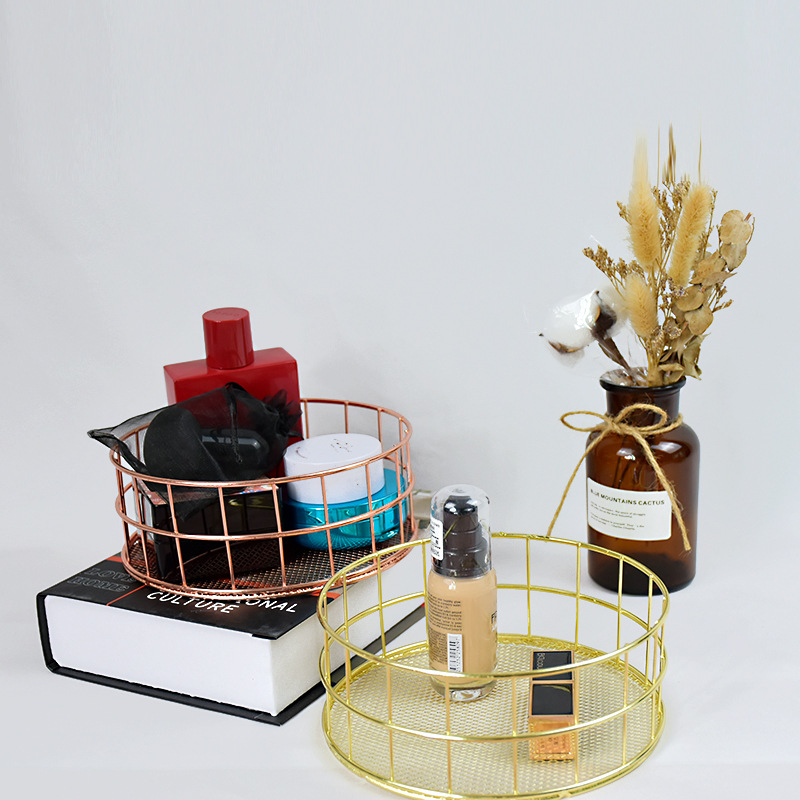 Metal wrought iron net bottom disc office storage finishing basket electroplating storage frame storage box manufacturers supply
