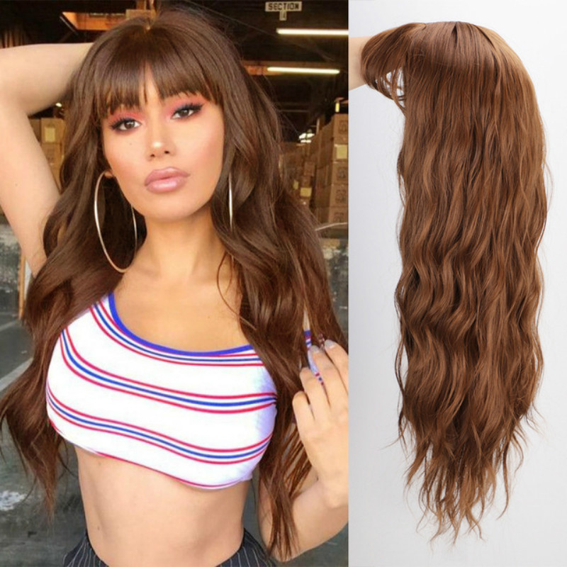 African cross-border wig female long curly hair with bangs chemical fiber headgear manufacturers AliExpress support overseas a generation of hair