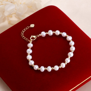 Freshwater Pearl White Bead Bracelet Girls Simple Fashion Jewelry Artistic Bracelet Wholesale