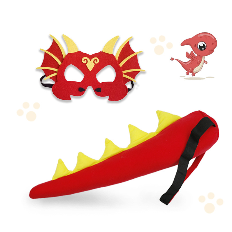 Fábrica al por mayor Amazon nuevos niños dinosaurio máscara de cola traje Tyrannosaurus apoyos del funcionamiento Cosplay