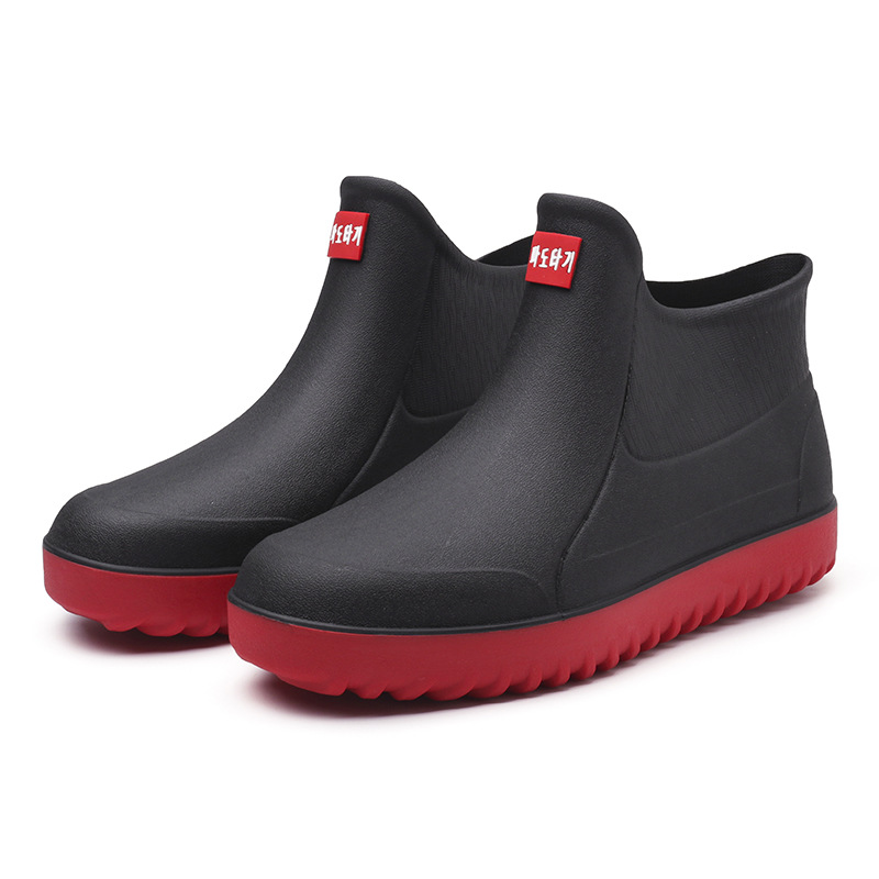 Botas de lluvia para hombres antideslizantes Botas de lluvia de moda impermeables forradas de lana zapatos de goma cálidos trabajo de cocina zapatos de agua cortos de media pantorrilla
