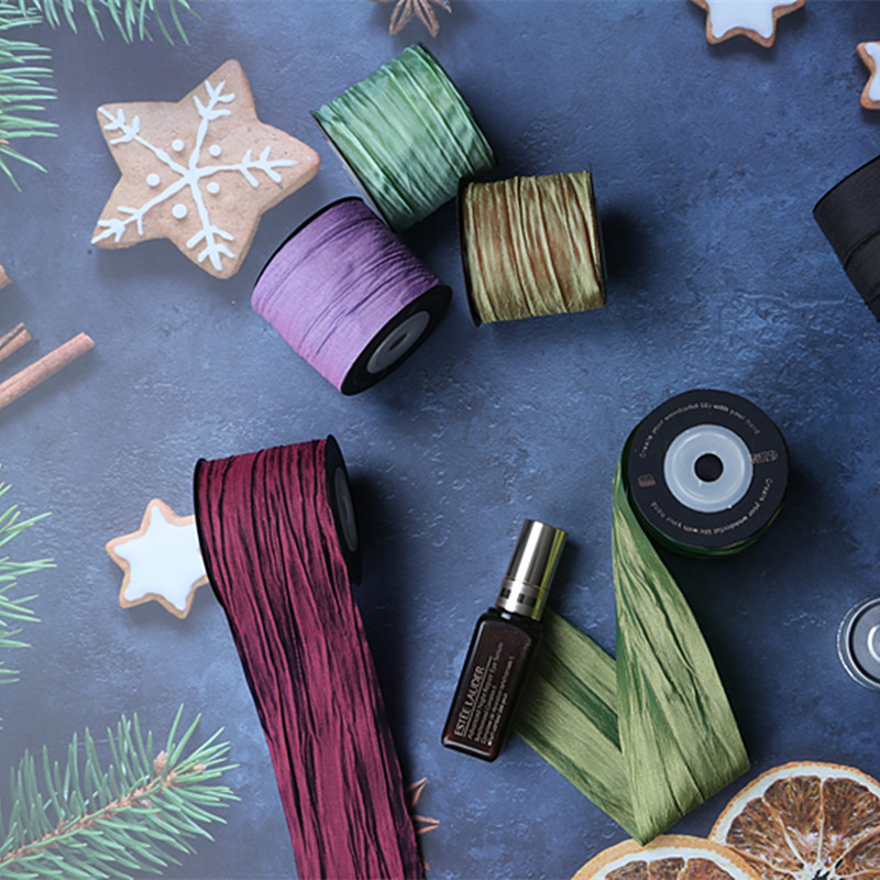 Impresión de la cinta arco regalo cuerda cinta plisada coreana accesorios de embalaje en stock al por mayor Corea del Sur cinta de poliéster